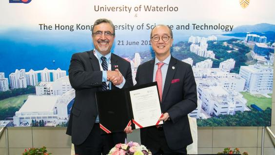  Dr Feridun Hamdullahpur (left), President of University of Waterloo, and Prof Tony F Chan, President of HKUST.
