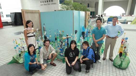 Artist Sebastian Pascot (bearded), Prof Paul Foster of the Division of Environment (first from right), and some of the staff and students involved in the project.	