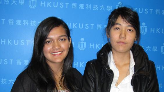 科 大 吸 引 全 球 优 秀 学 生 ﹕ 图 为 萨 尔 瓦 多 状 元 Carolina Garcia （左） 及 取 得 香 港 特 区 政 府 奖 学 金 ﹑ 来 自 泰 国 的 Nitcharee Nittnavakorn 。