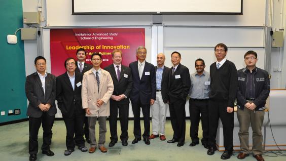 Dr Andy Palmer (front row, 4th from left); Mr Paul Miles, General Manager of Nissan Global Company Ltd. (back row), HKUST Provost Prof Wei Shyy (front row, 5th from left), Prof Richard So (front row, 4th from right), and professors from the School of Engineering.