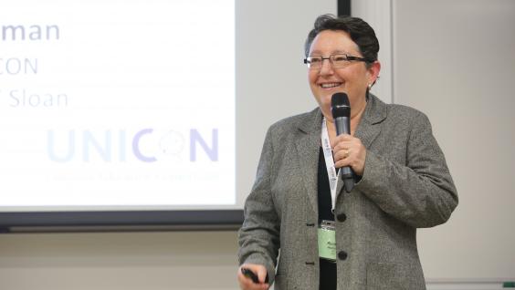  UNICON Board Chair Ms Rochelle Weichman makes an opening remarks to kick off the 2014 UNICON Directors' Conference.