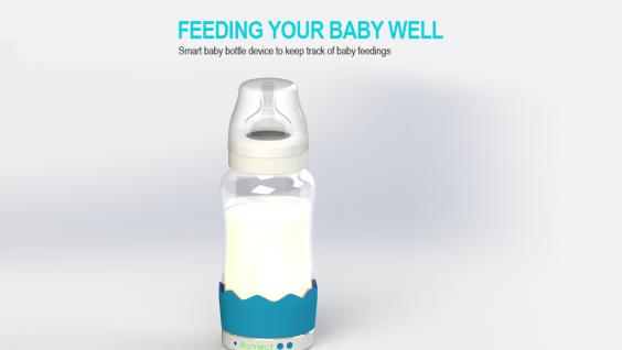 Smart baby bottle device to keep track of baby feedings