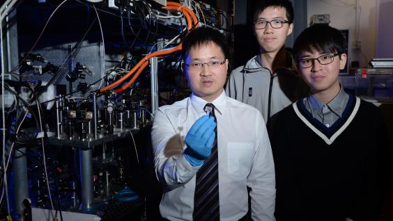  (From left) Prof Du Shengwang, Zhu Lingbang and Aaron Chow Tsz-kiu