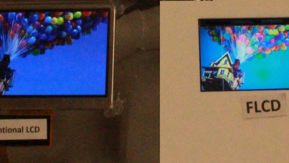  HKUST’s FLCD (right) outperforms traditional LCDs (left) in both image resolution and color saturation